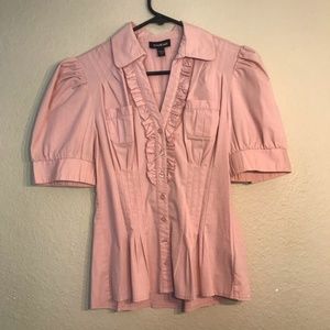 Bebe Short-Sleeved Buttoned Blouse (S)